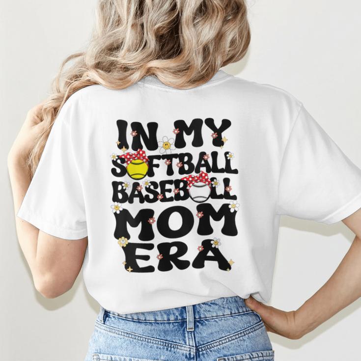 In My Softball Baseball Mom Era Retro Groovy Mom Of Both Women's T-Shirt Back Print In My Softball Baseball Mom Era Retro Groovy Mom Of Both Women's T-Shirt Back Print
