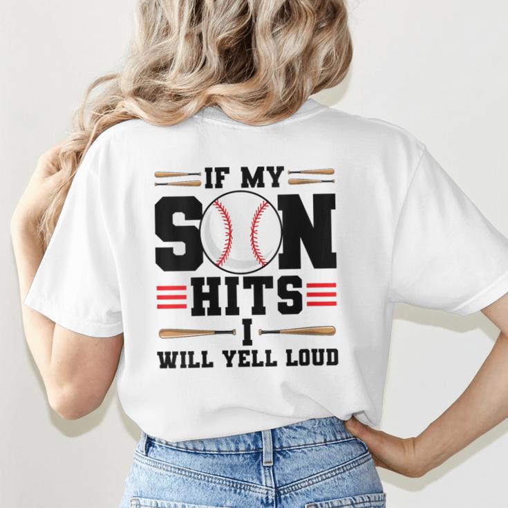 If My Son Hits I Will Yell Loud Baseball Mom Women's T-Shirt Back Print