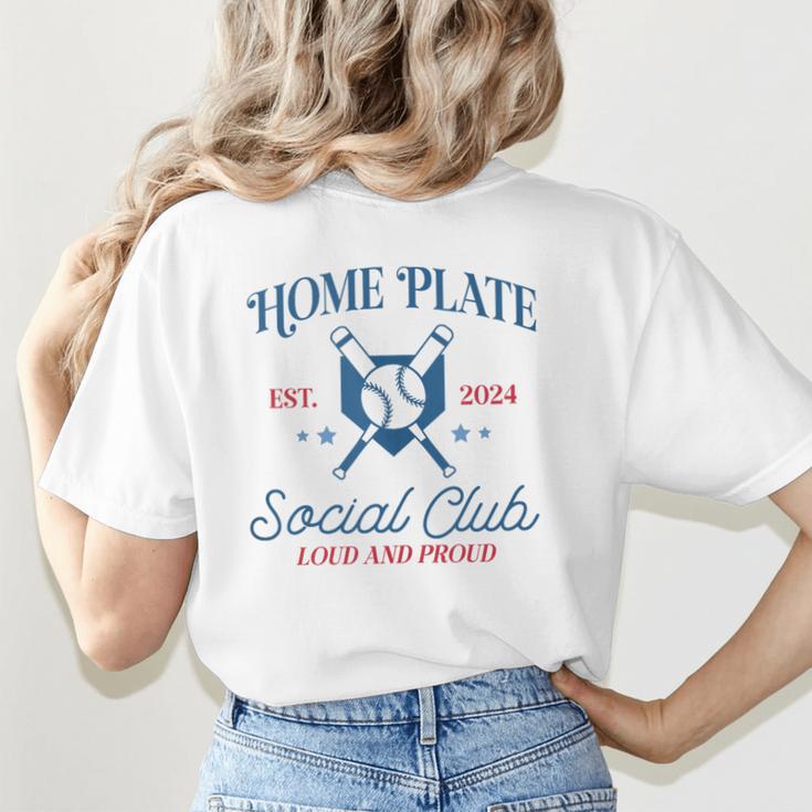 Spring 2024 Season Cute Baseball Mom Home Plate Social Club Women's T-Shirt Back Print Spring 2024 Season Cute Baseball Mom Home Plate Social Club Women's T-Shirt Back Print