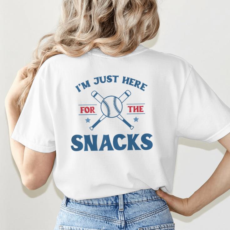 Spring 2024 Season Cute Baseball Mom Here For The Snacks Women's T-Shirt Back Print Spring 2024 Season Cute Baseball Mom Here For The Snacks Women's T-Shirt Back Print