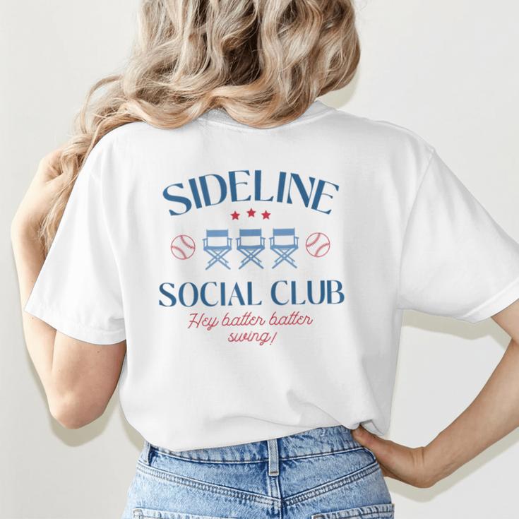 Spring 2025 Swing Batter Baseball Mom Sideline Social Club Women's T-Shirt Back Print Spring 2025 Swing Batter Baseball Mom Sideline Social Club Women's T-Shirt Back Print