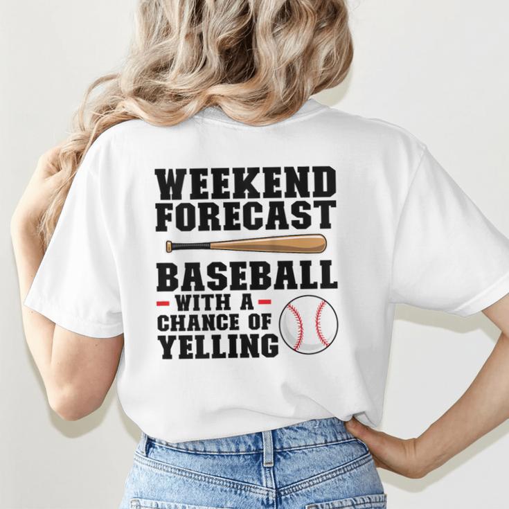 Weekend Forecast Baseball Baseball Mom Women's T-Shirt Back Print Weekend Forecast Baseball Baseball Mom Women's T-Shirt Back Print