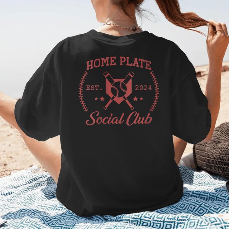 2024 Home Plate Social Club Softball Season Tee Baseball Mom Women's T-Shirt Back Print