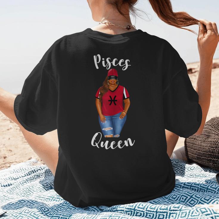 African American Baseball Mom Pisces Queen Zodiac Sign Women's T-Shirt Back Print