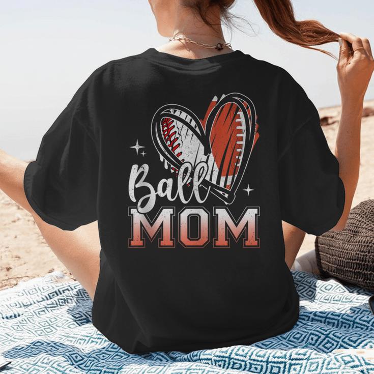 Ball Mom Football Baseball Mom Women's T-Shirt Back Print Ball Mom Football Baseball Mom Women's T-Shirt Back Print