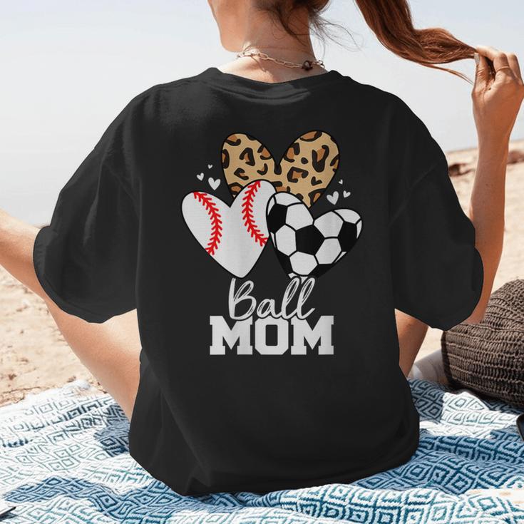 Ball Mom Soccer Baseball Mom Heart Women's T-Shirt Back Print