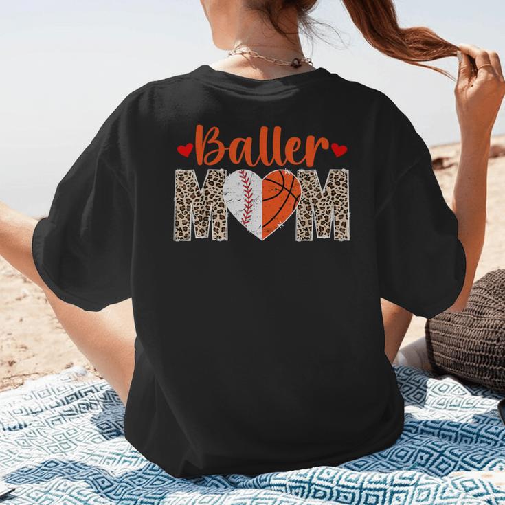 Baller Mom Leopard Basketball Baseball Mom Women's T-Shirt Back Print Baller Mom Leopard Basketball Baseball Mom Women's T-Shirt Back Print