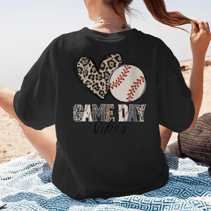 Baseball Game Day Vibes Baseball Mom Mama Leopard Cute Women's T-Shirt Back Print