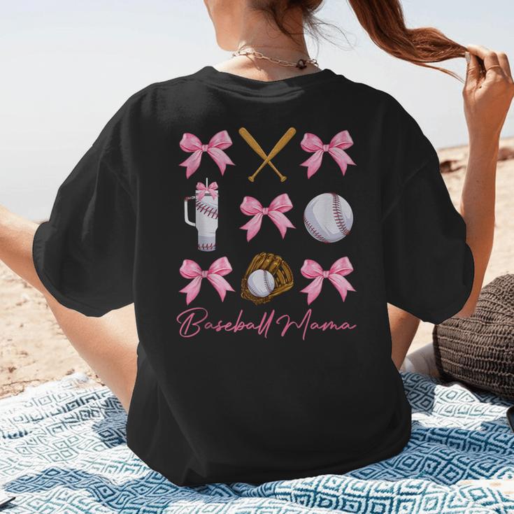 Baseball Mama Era Bows Baseball Mom Women Women's T-Shirt Back Print Baseball Mama Era Bows Baseball Mom Women Women's T-Shirt Back Print