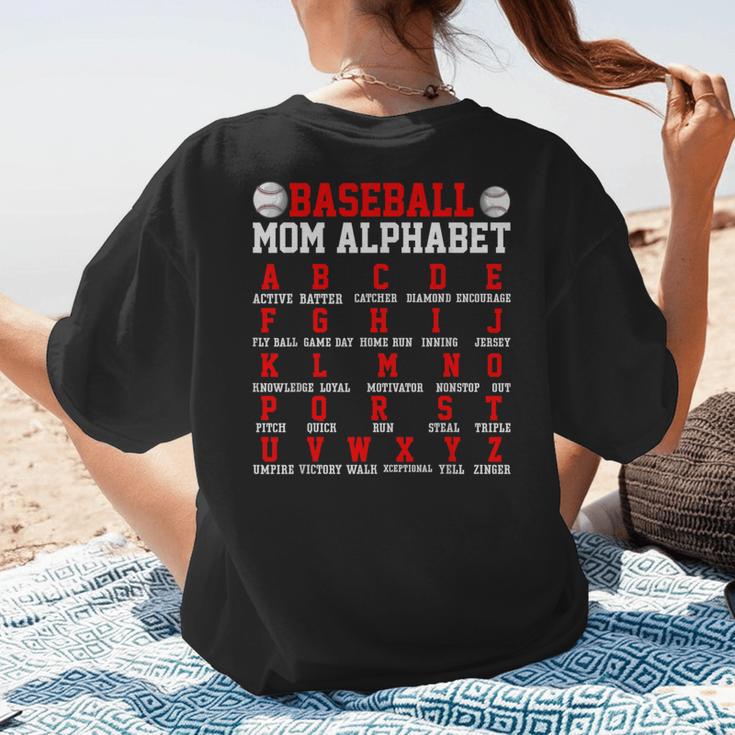 Baseball Mom Alphabet Parent Mama Player Game Sport Fan Women's T-Shirt Back Print
