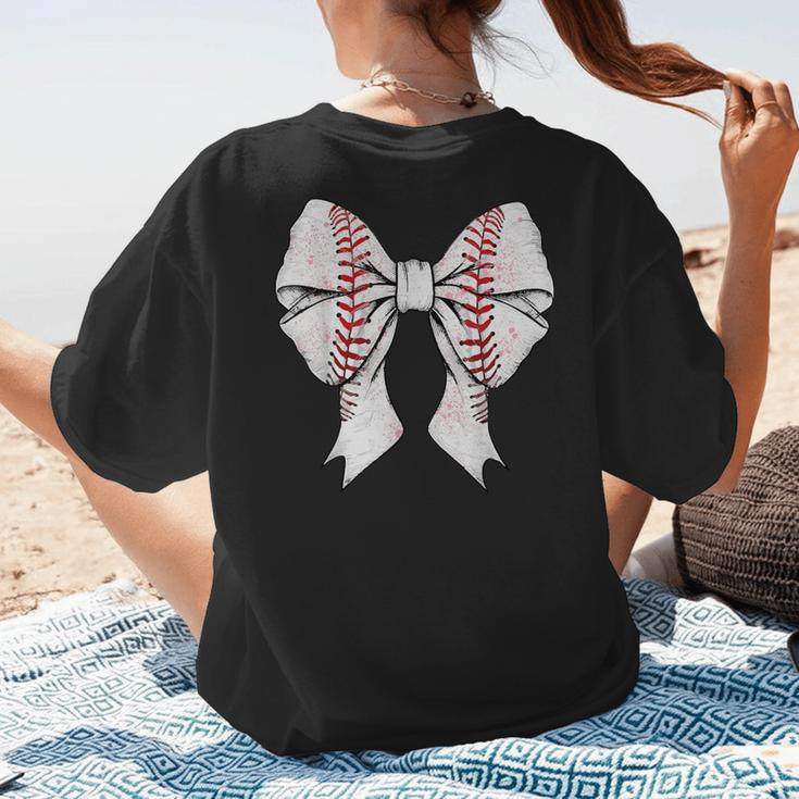 Baseball Mom Coquette Bow Mother's Day Baseball Mom Tees Women's T-Shirt Back Print Baseball Mom Coquette Bow Mother's Day Baseball Mom Tees Women's T-Shirt Back Print