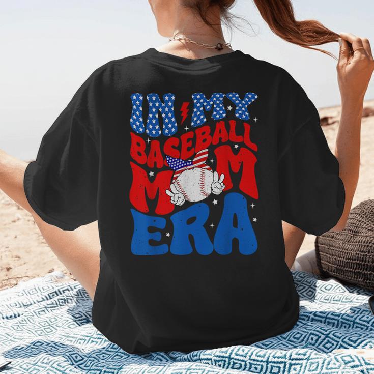 In My Baseball Mom Era Groovy Baseball Mother's Day US Flag Women's T-Shirt Back Print In My Baseball Mom Era Groovy Baseball Mother's Day US Flag Women's T-Shirt Back Print