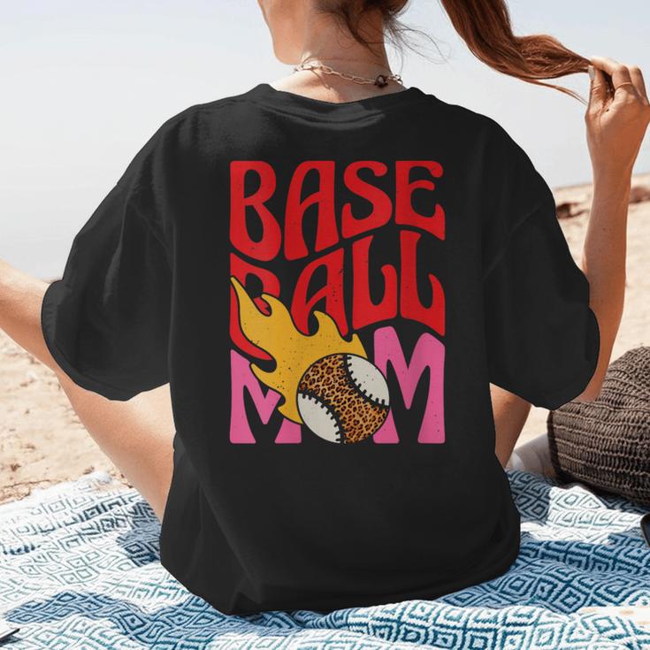 Baseball Mom Game Day Trendy Pink Leopard Mama Women's T-Shirt Back Print