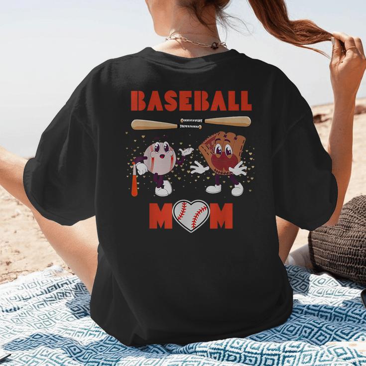 Baseball Mom Heart Baseball Mama Mother's Day Women's T-Shirt Back Print Baseball Mom Heart Baseball Mama Mother's Day Women's T-Shirt Back Print