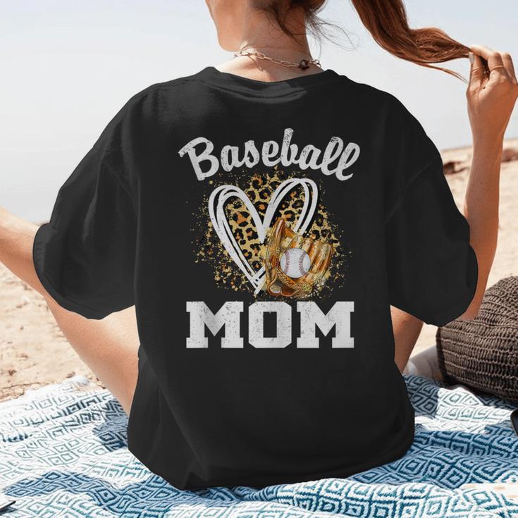 Baseball Mom Leopard Heart Matching Family Women's T-Shirt Back Print Baseball Mom Leopard Heart Matching Family Women's T-Shirt Back Print
