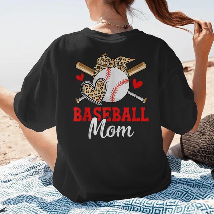 Baseball Mom Leopard Heart Mother's Day Girls Women's T-Shirt Back Print Baseball Mom Leopard Heart Mother's Day Girls Women's T-Shirt Back Print