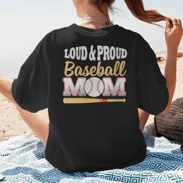 Baseball Mom Leopard Print Loud And Proud With Ball & Bat Women's T-Shirt Back Print