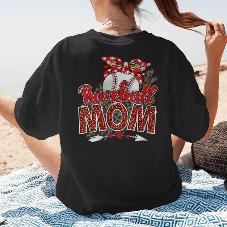 Baseball Mom Mama Mother's Day Leopard Sport Mom Mama Women's T-Shirt Back Print Baseball Mom Mama Mother's Day Leopard Sport Mom Mama Women's T-Shirt Back Print