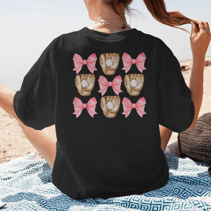 Baseball Mom Sister Tween Teen Girl Girly Pink Bow Preppy Women's T-Shirt Back Print