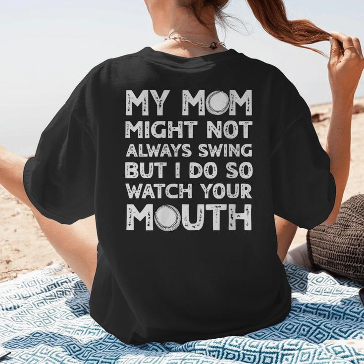 Baseball Mom Swing Watch Mouth Baseball Boy Women's T-Shirt Back Print Baseball Mom Swing Watch Mouth Baseball Boy Women's T-Shirt Back Print