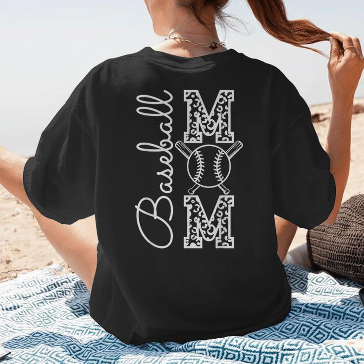 Baseball Mom Tee Leopard Mother's Day Grandma Women's T-Shirt Back Print Baseball Mom Tee Leopard Mother's Day Grandma Women's T-Shirt Back Print