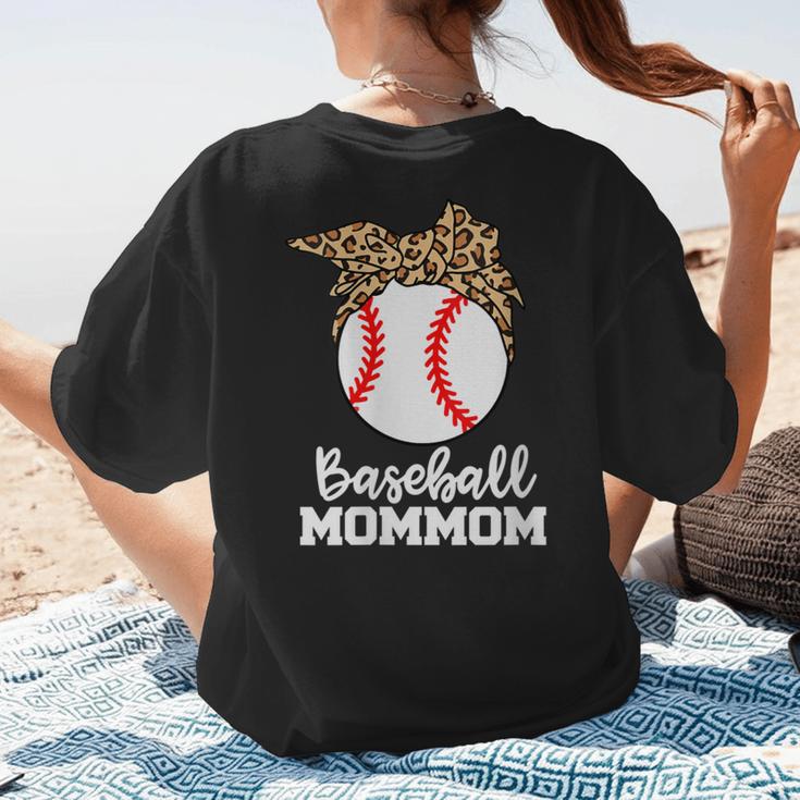 Baseball MomMom Baseball Player Leopard Mom Mom Women's T-Shirt Back Print Baseball MomMom Baseball Player Leopard Mom Mom Women's T-Shirt Back Print