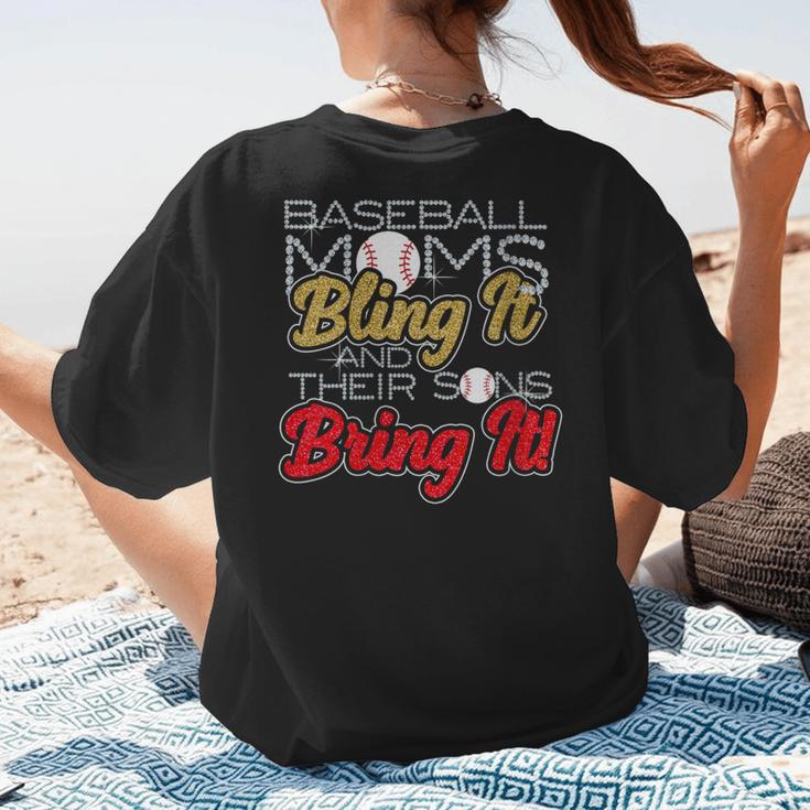 Baseball Moms Bling It & Their Sons Bring It For Women Women's T-Shirt Back Print Baseball Moms Bling It & Their Sons Bring It For Women Women's T-Shirt Back Print
