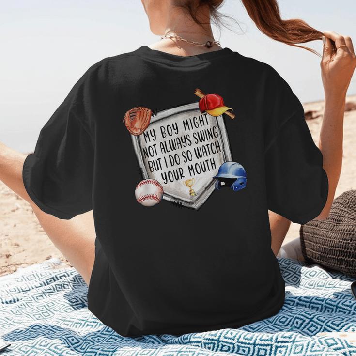 My Boy Might Not Always Swing But I Do Baseball Mom Mama Son Women's T-Shirt Back Print My Boy Might Not Always Swing But I Do Baseball Mom Mama Son Women's T-Shirt Back Print