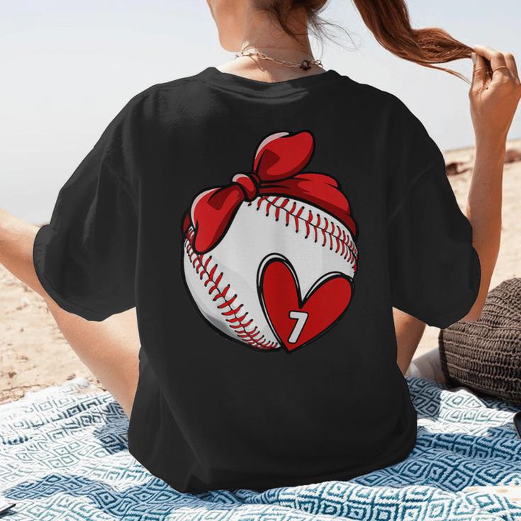 Custom Baseball Mom Number 7 Heart For Mom Mommy Women's T-Shirt Back Print Custom Baseball Mom Number 7 Heart For Mom Mommy Women's T-Shirt Back Print