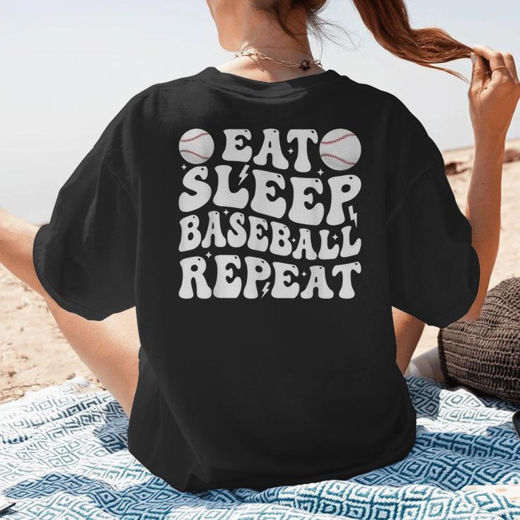 Eat Sleep Baseball Repeat Baseball Lover Baseball Mom Girls Women's T-Shirt Back Print