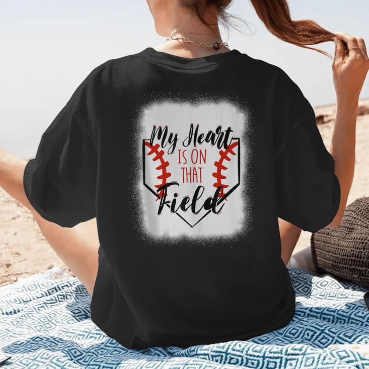 My Heart Is On That Field Baseball Mom Momm Women's T-Shirt Back Print My Heart Is On That Field Baseball Mom Momm Women's T-Shirt Back Print