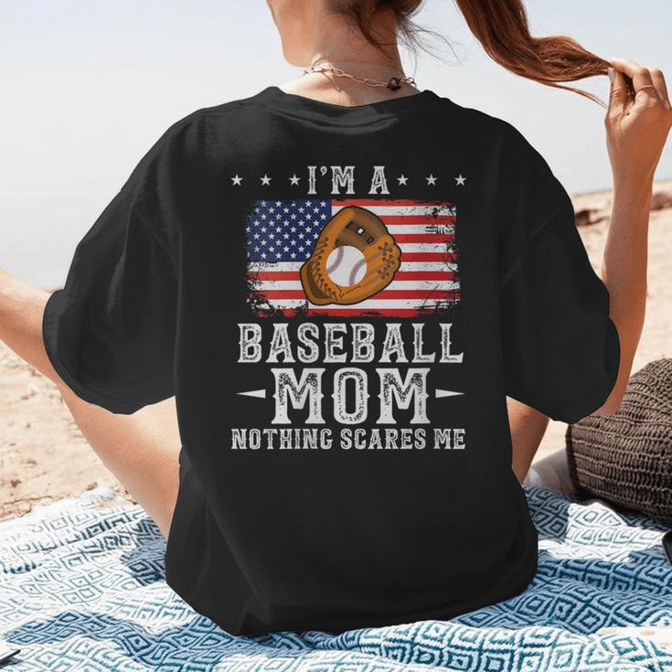 I'm a Baseball Mom Nothing Scares Me Baseball Women's T-Shirt Back Print I'm a Baseball Mom Nothing Scares Me Baseball Women's T-Shirt Back Print