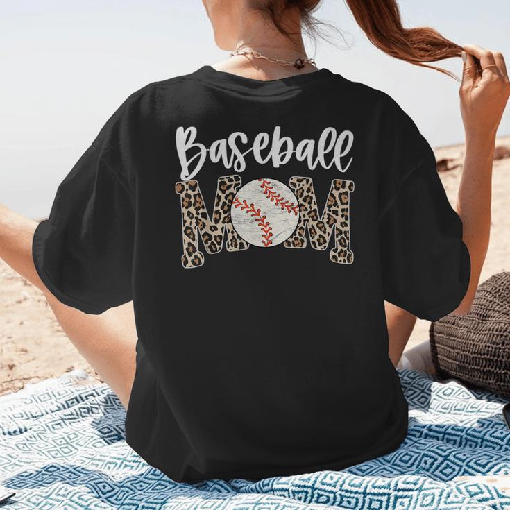 Leopard Baseball Mom Baseball Mama Retro Cute Mother's Day Women's T-Shirt Back Print Leopard Baseball Mom Baseball Mama Retro Cute Mother's Day Women's T-Shirt Back Print