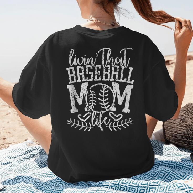 Living That Baseball Mom Life Sporty Humor Women's T-Shirt Back Print
