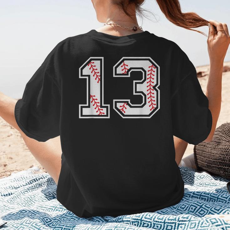 Lucky Number 13 Baseball Mom Baseball Number 13 Lucky 13 Women's T-Shirt Back Print