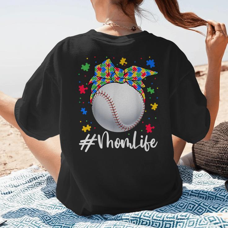 Messy Ball Puzzle Baseball Mom Life Autism Awareness Month Women's T-Shirt Back Print