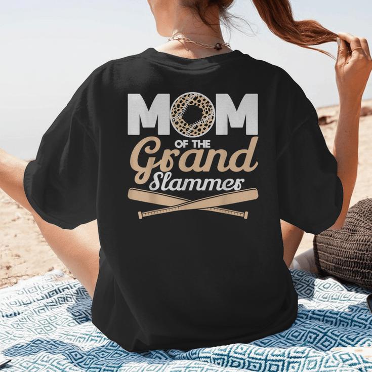 Mom Of The Grand Slammer Leopard Baseball Mom Women's T-Shirt Back Print