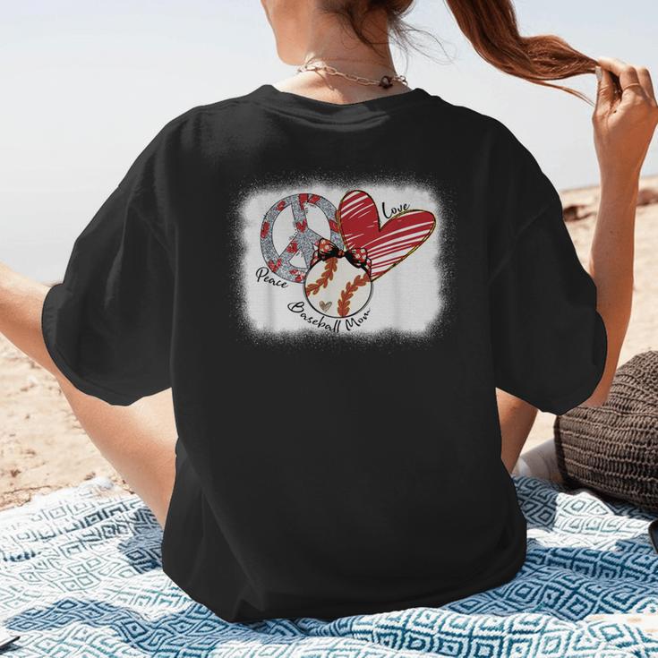 Peace Love Baseball Mom Mommy Women's T-Shirt Back Print