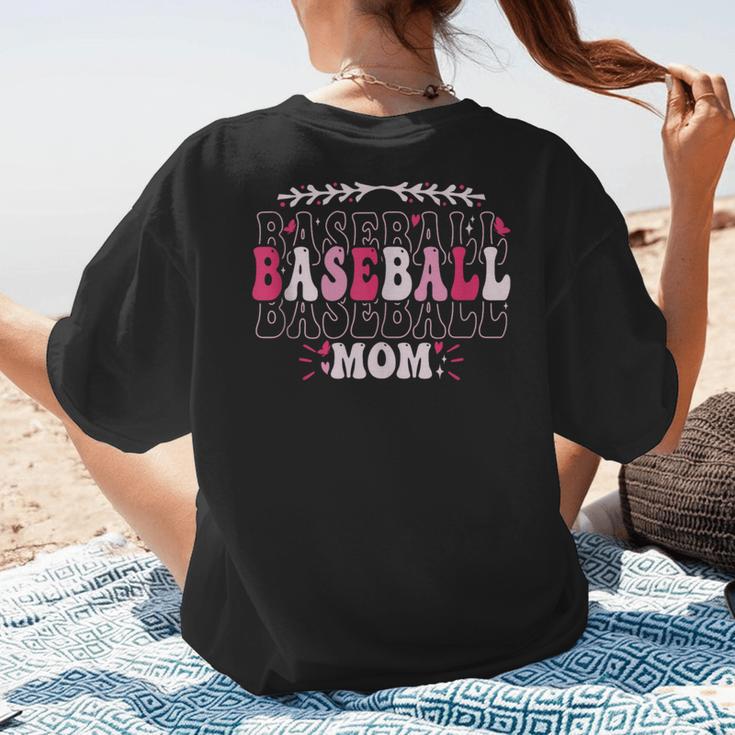 Retro Groovy Baseball Mom Proud Baseball Mom Women's T-Shirt Back Print Retro Groovy Baseball Mom Proud Baseball Mom Women's T-Shirt Back Print