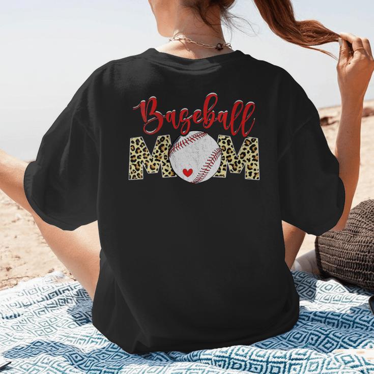 Sport Mom Leopard Mother's Day Baseball Mommy Mama Women's T-Shirt Back Print Sport Mom Leopard Mother's Day Baseball Mommy Mama Women's T-Shirt Back Print