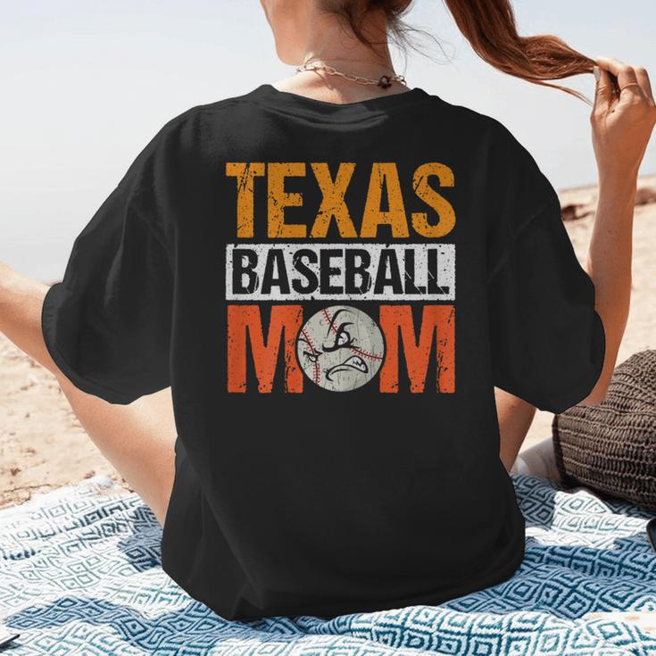 Texas Baseball Mom Design Baseball Player And Baseball Women's T-Shirt Back Print Texas Baseball Mom Design Baseball Player And Baseball Women's T-Shirt Back Print