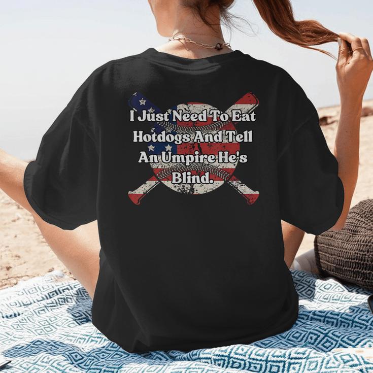 Umpire And Hotdogs 4th July Baseball Moms Women's T-Shirt Back Print Umpire And Hotdogs 4th July Baseball Moms Women's T-Shirt Back Print