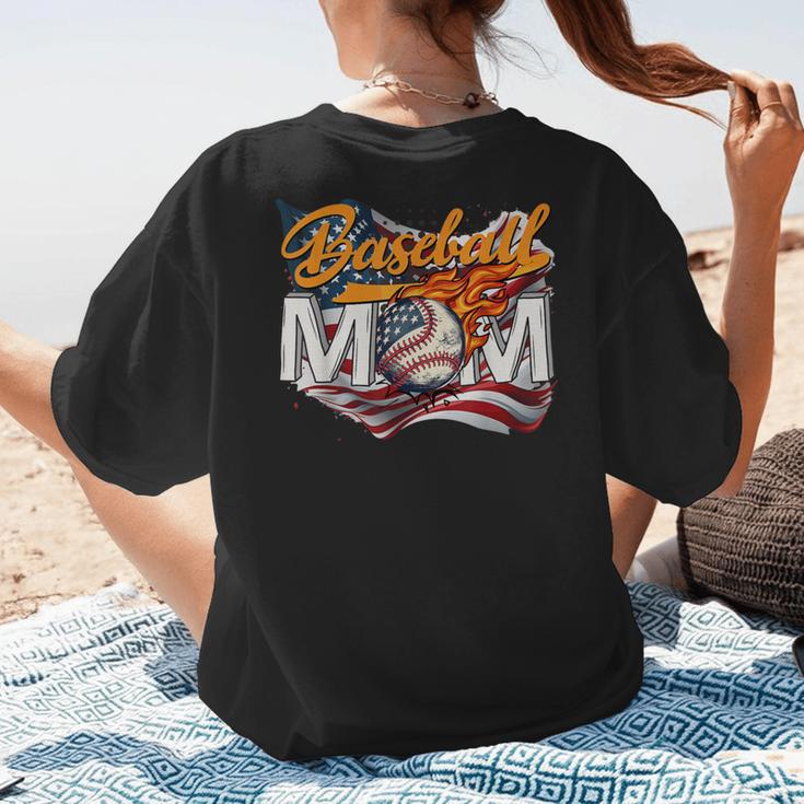 Vintage American Flag Baseball Mom Patriotic 4th July Women's T-Shirt Back Print
