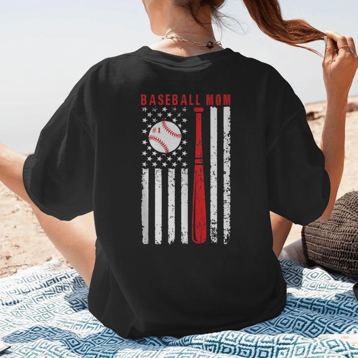 Vintage Baseball Flag Women Baseball Mom Women's T-Shirt Back Print Vintage Baseball Flag Women Baseball Mom Women's T-Shirt Back Print
