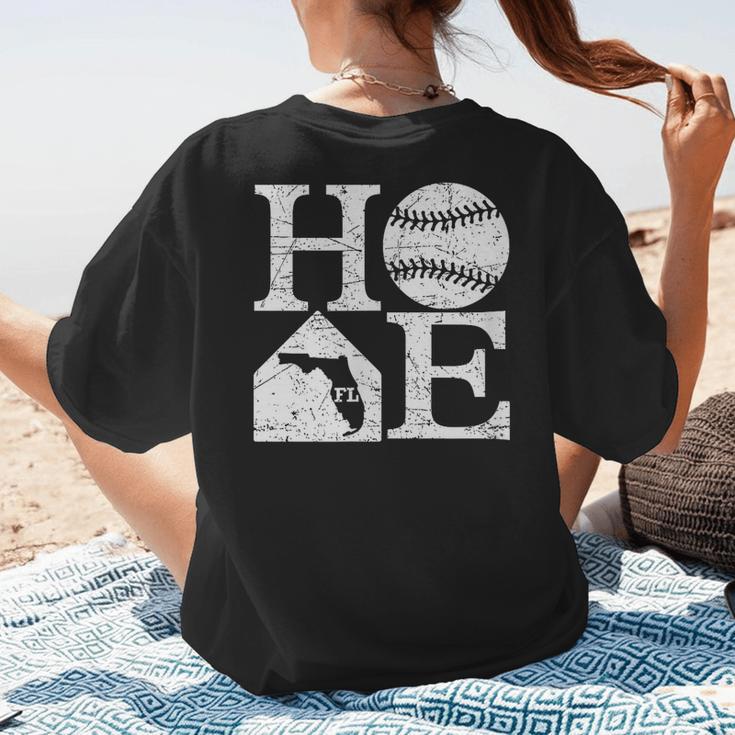Vintage Baseball Home Florida State Outline Baseball Mom Women's T-Shirt Back Print Vintage Baseball Home Florida State Outline Baseball Mom Women's T-Shirt Back Print