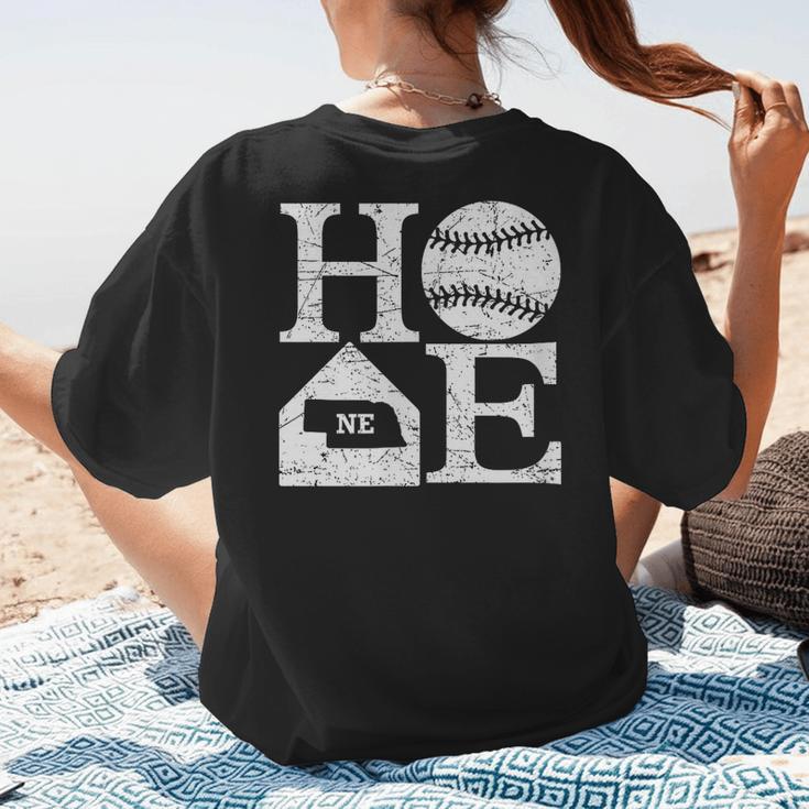 Vintage Baseball Home Nebraska State Outline Baseball Mom Women's T-Shirt Back Print Vintage Baseball Home Nebraska State Outline Baseball Mom Women's T-Shirt Back Print