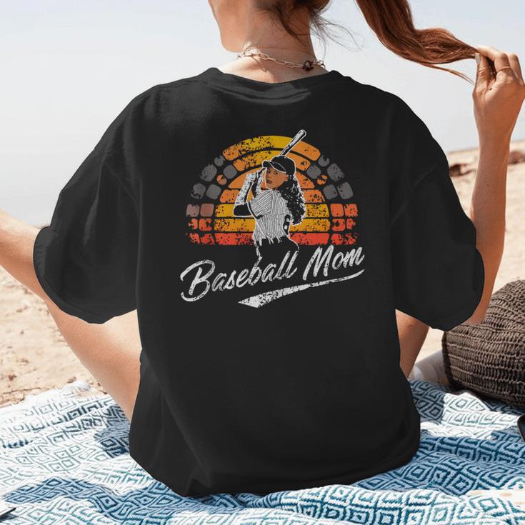 Vintage Retro Sunset Baseball Mom Mother's Day Women's T-Shirt Back Print Vintage Retro Sunset Baseball Mom Mother's Day Women's T-Shirt Back Print