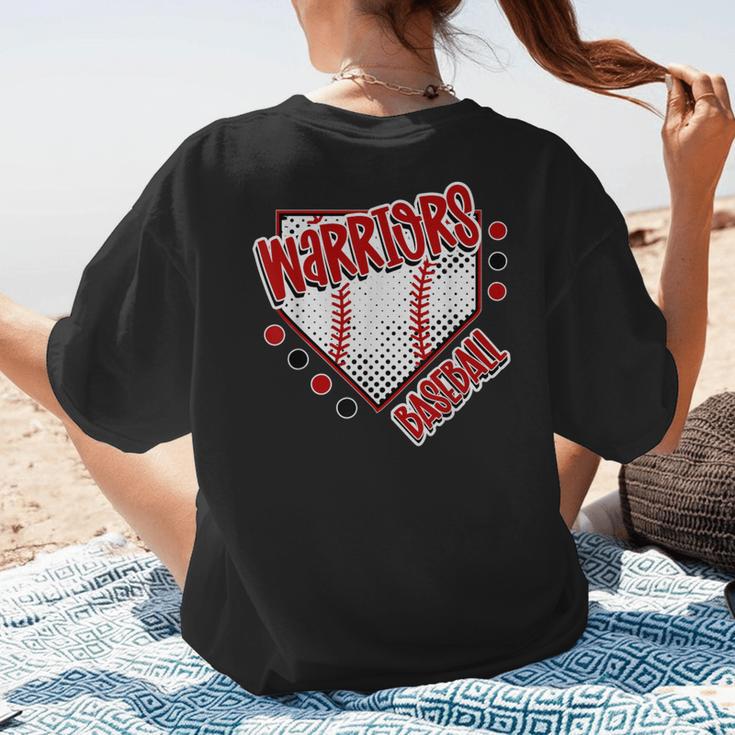 Warriors Home Plate Baseball Sports Baseball Mom Women's T-Shirt Back Print Warriors Home Plate Baseball Sports Baseball Mom Women's T-Shirt Back Print