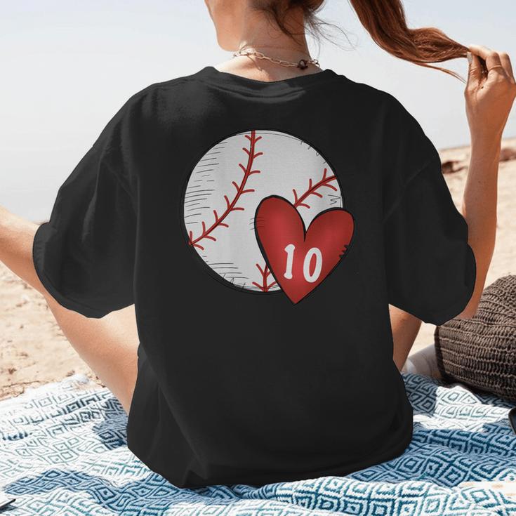 Womens Custom Baseball Mom Number 10 Heart For Mom Mommy Women's T-Shirt Back Print Womens Custom Baseball Mom Number 10 Heart For Mom Mommy Women's T-Shirt Back Print