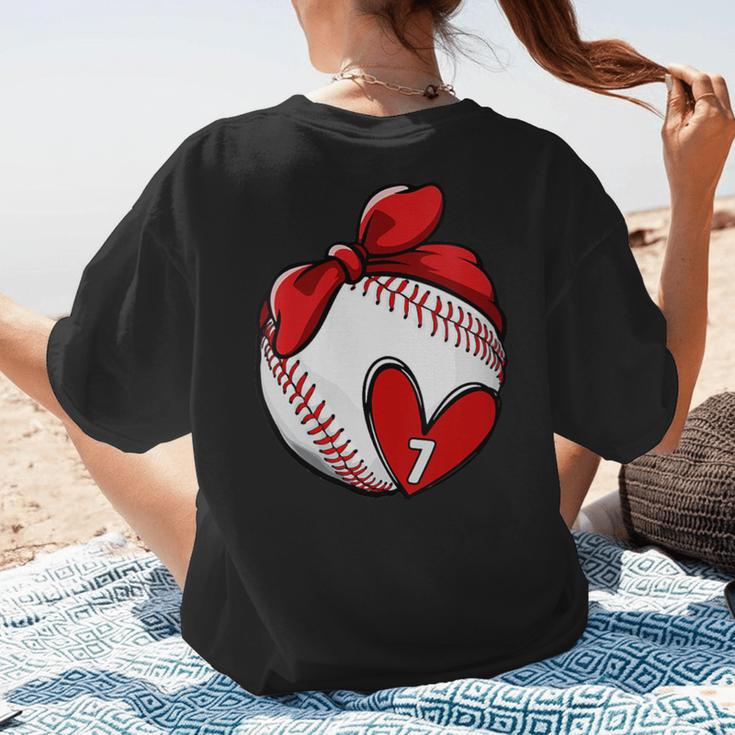 Womens Custom Baseball Mom Number 7 Heart For Mom Mommy Women's T-Shirt Back Print Womens Custom Baseball Mom Number 7 Heart For Mom Mommy Women's T-Shirt Back Print